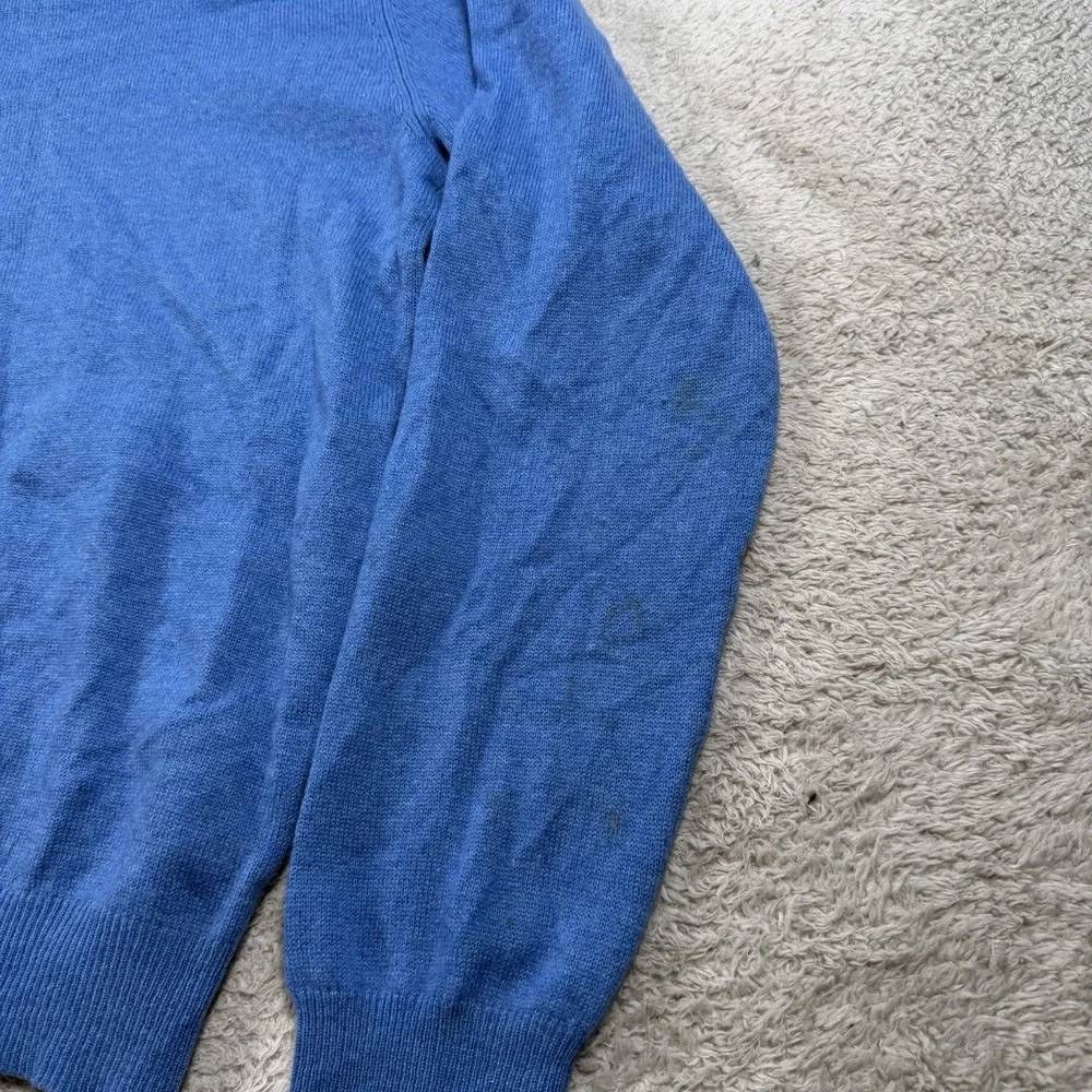 Daniel Bishop Sweater Mens Large Blue 100% Cashmere V-Neck Pullover Soft
